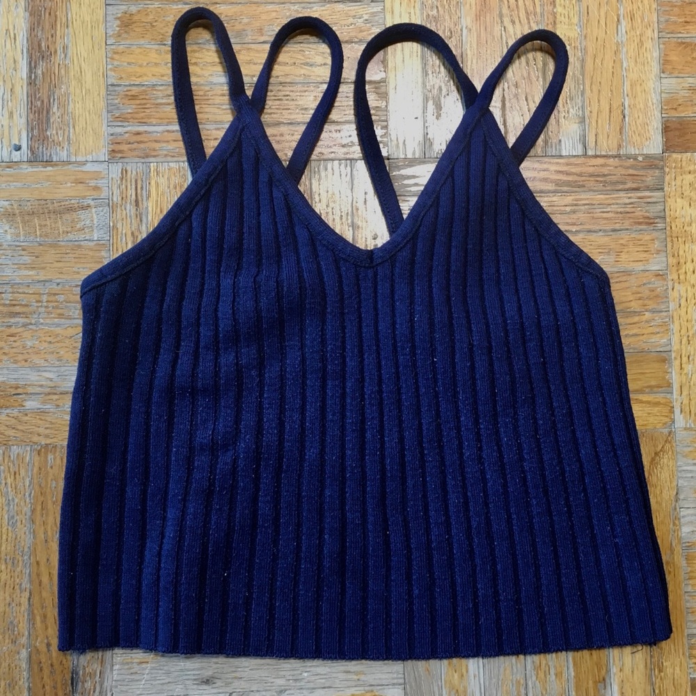 Ribbed Knit Cropped Cami Top